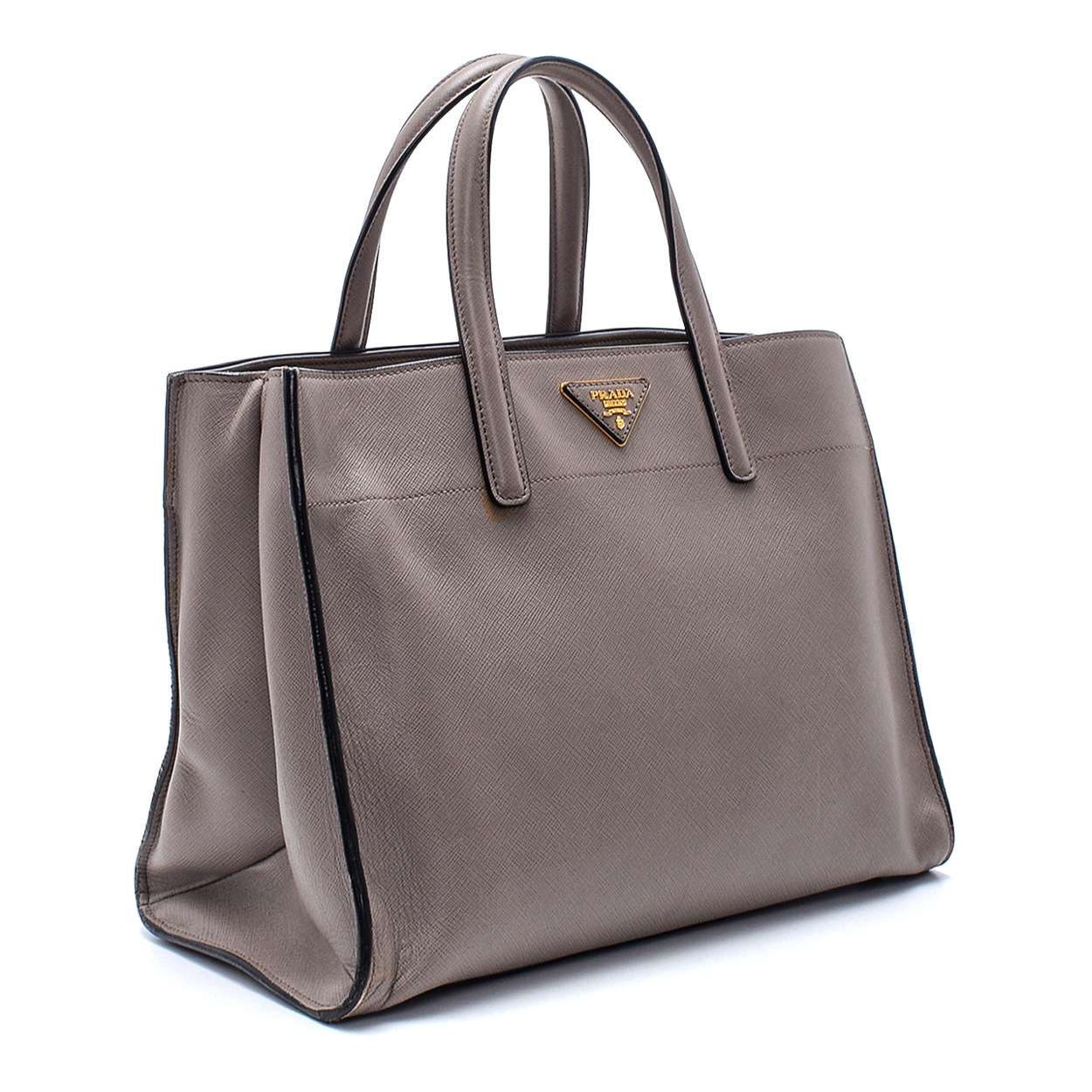 Prada - Grey Saffiano Leather Tote Bag